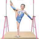 Gymnastics Bar with Self-Inflating Mat for Kids, Adjustable Height Gymnastic Horizontal Bars with Mat, Folding Gymnastic Training Monkey Bars, Junior Expandable Training Kip Bar for Home