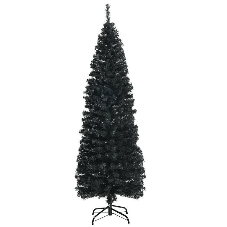 6ft Unlit Artificial Christmas Pencil Tree Black w/Metal Stand Black