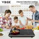 VBGK Double Induction Cooktop,110V 4000W Electric burner,2 burner Hot Plate LED Sensor Touch Energy-Saving induction stove top with Child Safety Lock & Timer 2 burner induction cooktop