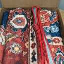 YJ.GWL Area Rugs for Living Room 6x9 Machine Washable Rugs, Non Slip Floral Vintage Rug Indoor Carpet, Stain Resistant Large Rug for Bedroom Dining Room, Orange-Red