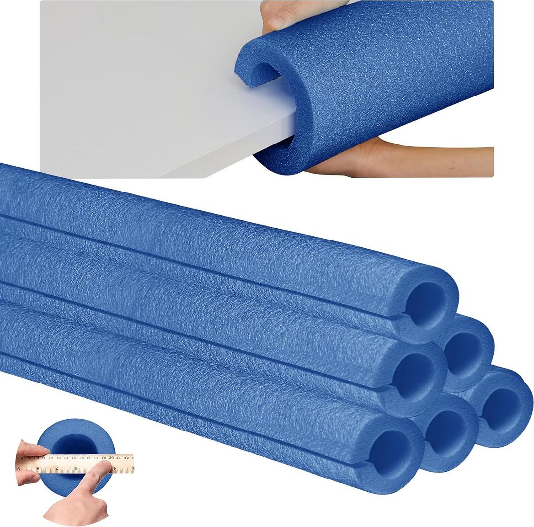 Hanaive 6 Pcs Jumbo Pool Foam Noodles Bulk 40 Inch x 4.1 Inch Large Swimming Noodles Tube Hollow Core Swim Noodle for Floating Craft Projects Pre Slit Clamp Protection Padding Bumper (Blue)