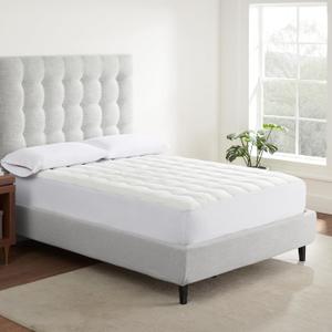 Serta Air Dry Extra Comfort Performance Fabric Quilted Mattress Pad, Cooling and Breathable Mattress Cover, Moisture Wicking Protection with 15" Deep Pocket, Full, White
