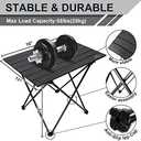 Camping Table Folding Portable Camp Side Table Aluminum Lightweight Carry Bag Beach Outdoor Hiking Picnics BBQ Cooking Dining Kitchen (16"D x 11"W x 15"H, Black)