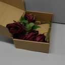 Solivya 6Pcs Artificial Rose Flowers, Dark Red Silk Roses with Long Stems, Realistic Fake Roses for Wedding Centerpiece Party Home and Office DIY Decor
