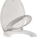 Elongated Toilet Seat, 19" Toilet Seat with Built-In Potty Training Seat for Toddlers, Quiet Close Hinges, Safe PP Material, Easy Install for Family Bathrooms, Biscuit