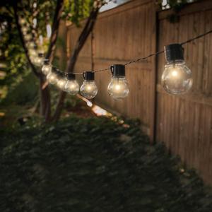 Touch Of ECO Solar Powered 10 LED Bulb Globe Patio String Lights, 20 Feet in Length, Two Lighting Modes, Perfect for Patio, Deck, Garden, and More