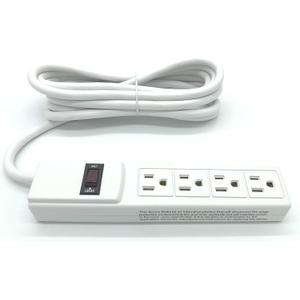 Wall Mount Power Strip With 2 USB Ports and 4 AC Outlets - 6.56 FT Extension Cord, Flat Plug, Mountable