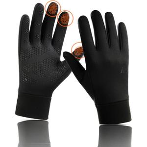 Lightweight Running Winter Gloves Touch Screen Gloves Liners for Cycling Biking for Men Women (Unisex-S [7.0-7.8], Black)
