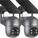 ANRAN 3MP Security Camera Wireless Outdoor, 2K Solar Outdoor Camera with 360 View, Smart Siren, Spotlights, Color Night Vision, PIR Human Detection, Pan Tilt Control, 2-Way Talk, Q01 Grey 2 Packs