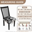 Stretch Dining Chair Seat Covers Set of 6,Dining Chair Slipcovers, Floral Printed Chair Covers,Soft Fabric Washable Upholstered Chair Seat Protector, No Rear Covers for Home Kitchen Dining Room