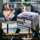 9 in 1 Retro 3-Speed Record Player with Bluetooth for Wireless Streaming, AM/FM Radio for Classic Listening, CD and Cassette Playback, USB/SD Support, Remote Control, Headphone Jack, and Aux Input