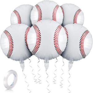 Skylety 6 Pack 18 Inches Baseball Balloons Baseball Party Decorations Foil Balloons for Birthday Sports Party Favors Decoration Supplies