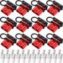 Frienda 12 Pieces Red 6-10 Gauge Battery Quick Connector 50A 12-36V Battery Quick Disconnect Wire Harness Plug Kit for Motor Recovery Winch Trailer