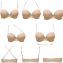 Plusexy Women's Push Up Strapless Bra Thick Padded Underwire Convertible Multiway Bras (Beige), 42B