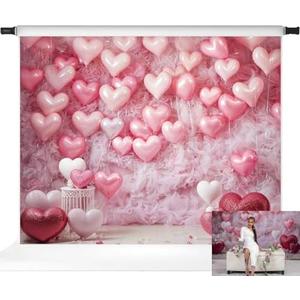 Valentines Backdrops for Photography Kate Valentine's Day Backdrop Pink Heart Photo Backdrops Girls Birthday Photo Backdrop, 10x8ft