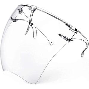 Salipt 2 Pack Upgraded Anti-Fog Plastic Full Face Covering,Transparent Face Guard with Anti-Slip Nose Pad,Breathable Dust-Proof Nose Face Mouth Shield Protective for Unisex Adults Outdoor Activities