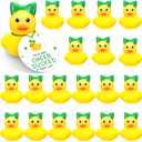 20 Pcs Cheer Team Gifts Bulk with Tags Cheerleader Rubber Duck You've Been Cheer Ducked Cheerleader Team Inspirational Gift(Green)