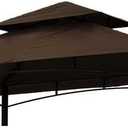 Grill Gazebo Replacement Canopy Roof  Hugline 5x8 Outdoor Grill Shelter Canopy Top Double Tiered BBQ Tent Cover Fit for Model L-GG001PST-F (Brown)