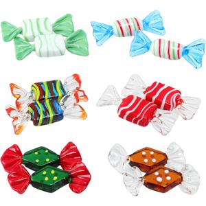 12 Pcs Acrylic Glass Candy Ornaments Mixed Style Decorative Candy Decor for Party Desktop Home Office Tabletop Display