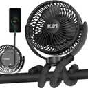 Stroller Fan - 65Hrs 12600mAh Rechargeable, Timing Car Seat, Portable Clip On Battery Operated for Baby, Peloton, Treadmill, Golf Cart, Beach, Bed, Dog