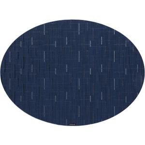 Chilewich Bamboo Placemats Set of 4 - Woven Oval Placemats - Reusable, Stain-Resistant, Indoor/Outdoor Tabletop Protection - 19" x 14" - Lapis