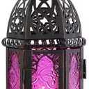 DECORKEY Christmas Lanterns Decorations Indoor & Outdoor, 11 Medium Size Vintage Metal Hanging & Tabletop Candle Holder Decor, Halloween Ramadan Decorations for Home Porch Patio (Purple)