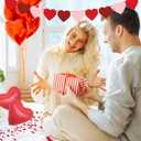 Red Will You Be My Girlfriend Balloons, Confession Balloons Decor 18" Letter Balloons 1000pcs Red Artificial Rose Petals 20Pcs Heart Balloons 33ft Red Ribbon Heart Pull Flag for Valentines Day