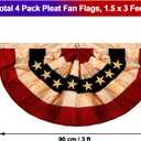 4 Pack 4th of July Bunting Flags USA Half Fan Banner Primitive Tea Stained Flag Patriotic Bunting American Pleated Fan Flag for Independence Day Decorations, 1.5 x 3 Feet