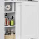 Bathroom Floor Cabinets, Slim Bathroom Storage Cabinet with Sliding Door, Ideal for Toilet Paper Holder, Adjustable Shelves, Next to Toilet Solid Cabinet for Bathroom,Kitchen,White