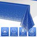 3Pcs Blue and Silver Tablecloth Party Decorations,Plastic Royal Blue Table Cloth Printed Silver Table Runner Disposable Rectangle Tables Cover for Anniversary Wedding Graduation 2025 Party,54x108 Inch