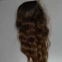 Wig 18 Inch Medium Length Wigs for Women Middle Part Synthetic Hair Wavy Wig with Upgraded Strands,Natural Hair Wigs for Daily Party/Halloween Use 18Inch,Ombre Light Brown