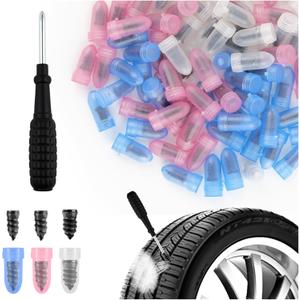 3 x 100PCS Tire Screw Plug Repair Kit,Self-Service Tire Repair Kit Includes 3 Sizes of Screw in Tires Plugs & Screwdriver for Quick Repairs,Professional Tires Repairs Rubber Nail (EXP 08/26/26)
