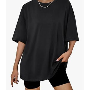 Trendy Queen Womens Oversized Summer T Shirts Fashion Workout Plus Size Tops Short Sleeve Beach Vacation Gym Clothes 2025 (Medium)