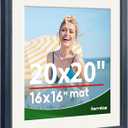 20x20 Frame, Vintage Classic Style Picture Frame | High Definition Plexiglass, Fits 16x16 Mat, Horizontal/Vertical Wall Hanging, Navy Blue, 1Pack