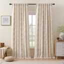 Cream Beige Geometry Curtains 96 Inches Long 2 Panels Neutral Fluffy Curtains Moroccan Trellis Rod Pocket Back Tab Light Filtering Semi Sheer Hexagon Tufted Decor Drapes for Living Room, 52x96