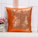 ShinyBeauty Throw Pillow 12X12-Orange Sequin Cover for Sofa, Sparkly Designer Decorative Pillows for Bed, Sequined Cover