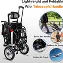 Reclining Transport Wheelchairs for Adults Lightweight Foldable Transport Chair with Telescopic Handle, Portable Folding Travel Transfer Wheel Chairs for Seniors