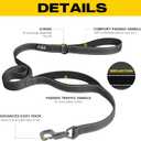 Fida 6 FT Heavy Duty Dog Leash with 2 Comfortable Padded Handles, Traffic Handle & Advanced Easy Snap Hook, Reflective Walking Lead for Large, Medium & Small Breed Dogs, Black