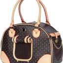 Adriene's Choice Luxury Pet Carrier, Puppy Small Dog Carrier, Cat Carrier Bag, Waterproof Premium PU Leather Carrying Handbag for Outdoor Travel Walking Hiking Shopping (Coffee)