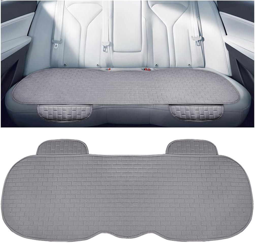 Car Back Seat Cover, Anti-Slip Long Comfortable Vehicle Rear Chair Protectors with Storage Pocket, Breathable Automotive Back Bench Cushion Pad, Universal for SUV Sedan Truck (Gray)
