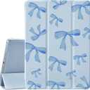 JOYLAND Dark Blue Bow Pad Case for iPad 7th/8th/9th Generation - Auto Wake/Sleep, Anti-Scratch Shockproof Premium Folio Stand With Pencil Holder for iPad 2019/2020/2021 - 10.2 Inch