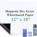Warasee Magnetic Dry Erase Whiteboard Paper, 12" x 18" Self Adhesive Whiteboard for Wall, Easy to Write and Clean Dry Erase Board for Kids, Office, Home, with Marker, Magnetic Eraser and Magnets