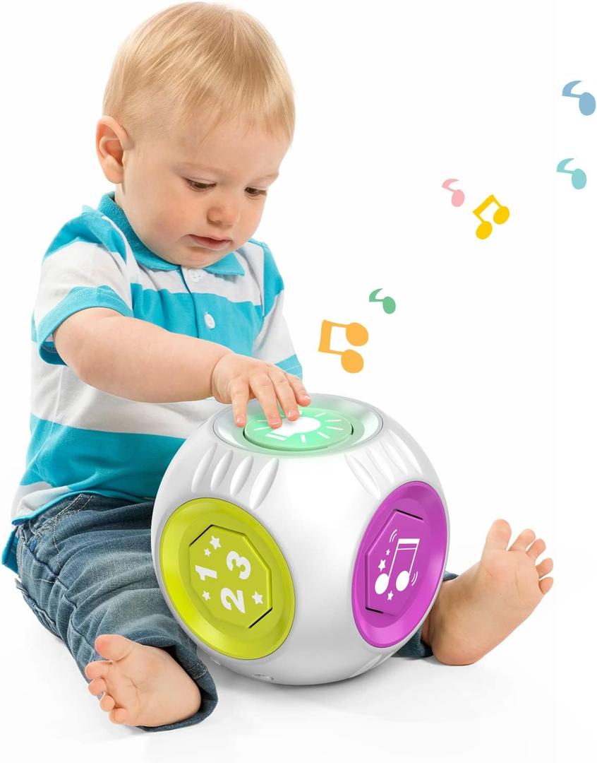Talkfun Educational Toys for 1 Year Old Boy Girl, Learning Cube Musical Baby Toy 6-12-18 Month, Bilingual Birthday Gift for 1 Year Old Boy Girl