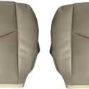NLQR Medium Neutral Tan 522 Front Driver & Passenger Side Bottom Replacement Leather Seat Cover Compatible with Chevy Silverado GMC Sierra 1500 2500 3500 HD 2003 2004 2005 2006 2007