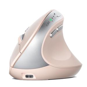 Nulea MD280 Ergonomic Vertical Wireless Mouse - Bluetooth & 2.4G Dual Mode, 4 Adjustable DPI 800/1200/1600/2400, Rechargeable, Silent Clicks, No Lag, 6 Buttons - Perfect for Laptop, Desktop Pink