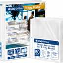 1 Inch Binders 3 Ring Set, White 1" Round + 50 Sheet Protectors