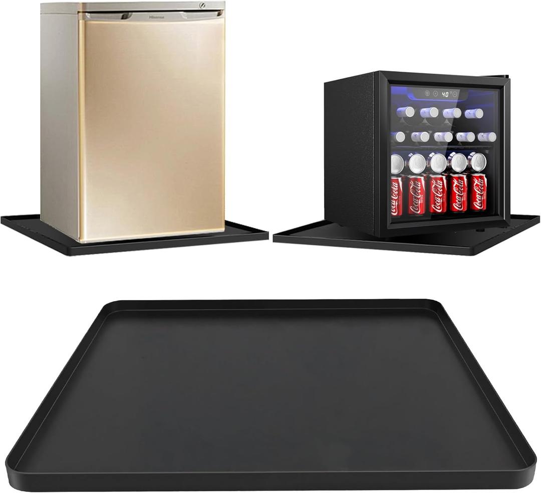 Mini Fridge Silicone Mat, 19.7"x19.7"x0.6" - Durable Refrigerator Mats with High Raised Edges, Leak-Proof Fridge Mats for Mini Fridges, Washing Machines, Pet Bowls - Protects Floors from Water Spills