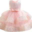 Miipat Baby Girl Pageant Dress Sequins Princess Dress Toddler Flower Wedding Birthday Party Gown Dresses 12 Months-4 Years