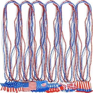 36PCS Fourth/4th of July Necklaces Beads: Patriotic Accessories Bulk Memorial Day Party Favors Decor Decorations-Star Uncle Sam Hats