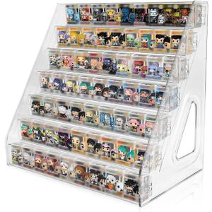 BOHOIDEE 7 Layers Clear Display Shelf for Funko Bitty Pop, Acrylic Figure Display Stand Toys Stand for Mini Collectible Toys